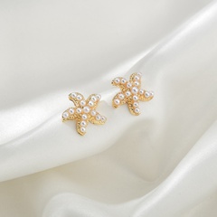 Korea small pearl simple and versatile starfish shell earrings wholesale nihaojewelry