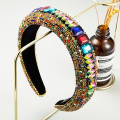 fashion trend retro baroque style gold velvet rhinestone prom headband wholesale nihaojewelry