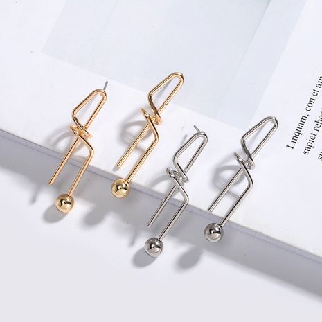 Korean niche irregular knotted metallic simple earrings for women's discount tags