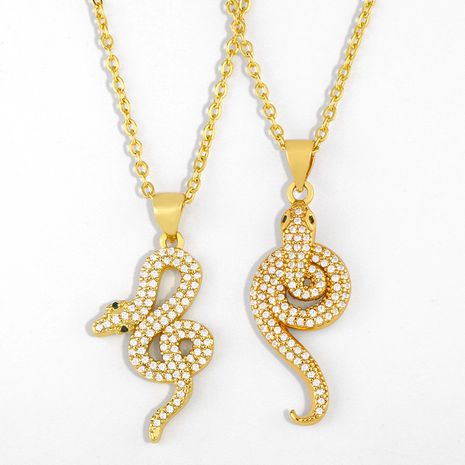 Mode simple en forme de serpent nouveau collier en cuivre avec pendentif en diamant's discount tags