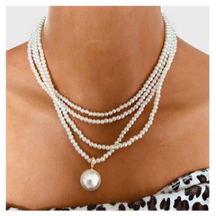 Fashion multi-layer pearl retro wild sweater chain item jewelry necklace for women