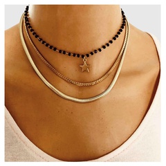 Europäischer und amerikanischer grenz überschreiten der Schmuck necklace mehr schicht ige Metall kette fünfzackige Stern Anhänger Halskette weiblich 14160