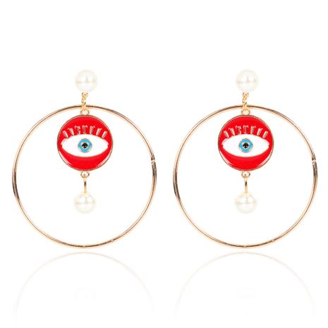 pearl alloy geometric devil eye earrings exaggerated earrings wholesale nihaojewerly's discount tags
