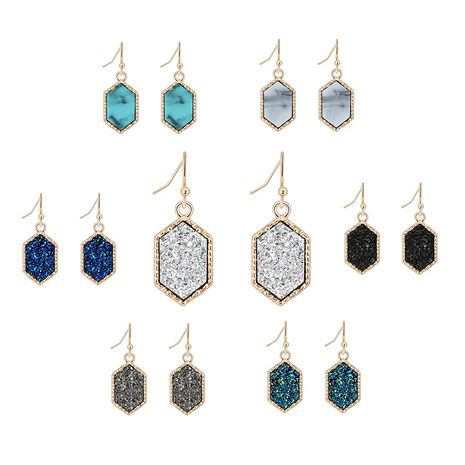 boucles d'oreilles turquoise en grappe de cristal vente chaude imitation boucles d'oreilles en pierre naturelle en gros nihaojewelry's discount tags