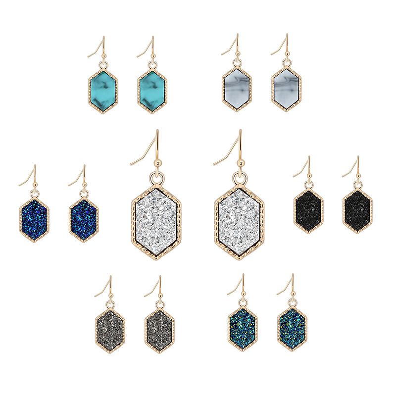 boucles d39oreilles turquoise en grappe de cristal vente chaude imitation boucles d39oreilles en pierre naturelle en gros nihaojewelry
