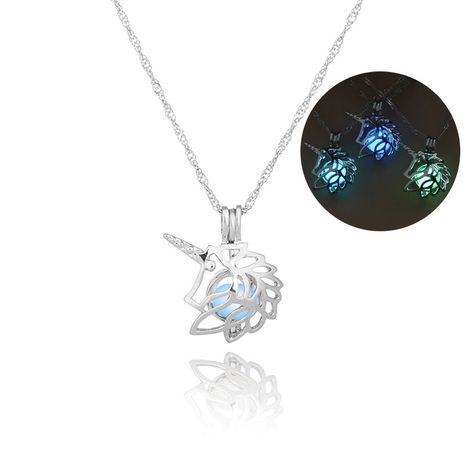 Hot sale luminous fashion Hollow unicorn can open pendant necklace's discount tags