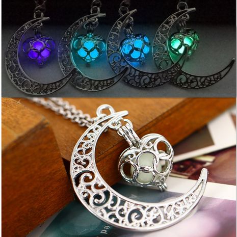 hot selling hollow moon heart-shaped luminous Christmas alloy clavicle chain's discount tags