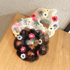 Koreanische Haarschmuck Drei dimensionale Stickerei Spitze Blume Haarring Retro Dickdarm Haarring Kopfs eil Kopf bedeckung Internet-Prominente All-Match Haarseil