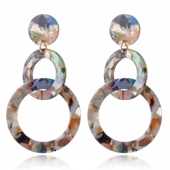 new acrylic acetate plate double circle color leopard exaggerated earrings