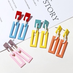Korea Acrylic Fashion Geometric Square Pendant Contrasting Color Chain Long Earrings wholesale nihaojewelry