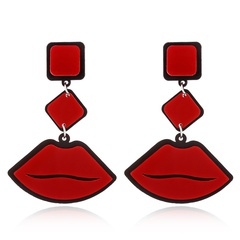 flame red lips punk jazz style exaggerated fashion acrylic earrings wholesale