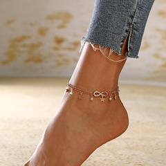 New footwear fashion simple good luck number 8 crystal five-pointed star tassel multilayer anklet