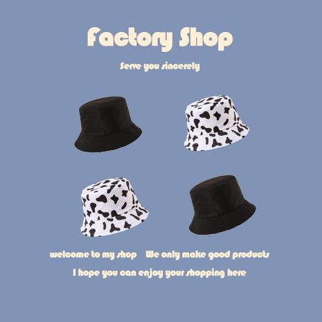 Fashion sunscreen bucket ladies autumn new Cow pattern double-sided fisherman hat hot-selling's discount tags