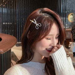 Korea full diamond small scissors hairpin side clip wholesale nihaojewelry