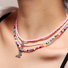 Fashion summer beach style butterfly color rice bead necklace for women