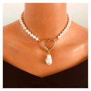 Moda melocotn corazn enlace hebilla joyera de una sola capa collar colgante de perlas para mujerespicture8