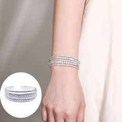 trend multi-layer  elastic opening rhinestone ethnic style bracelet wholesale