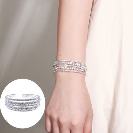 trend multi-layer  elastic opening rhinestone ethnic style bracelet wholesale's discount tags