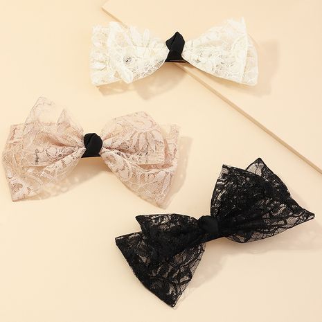new lace bow tie hair clip back head spring clip handmade hair accessories wholesale nihaojewelry NHAU244634's discount tags
