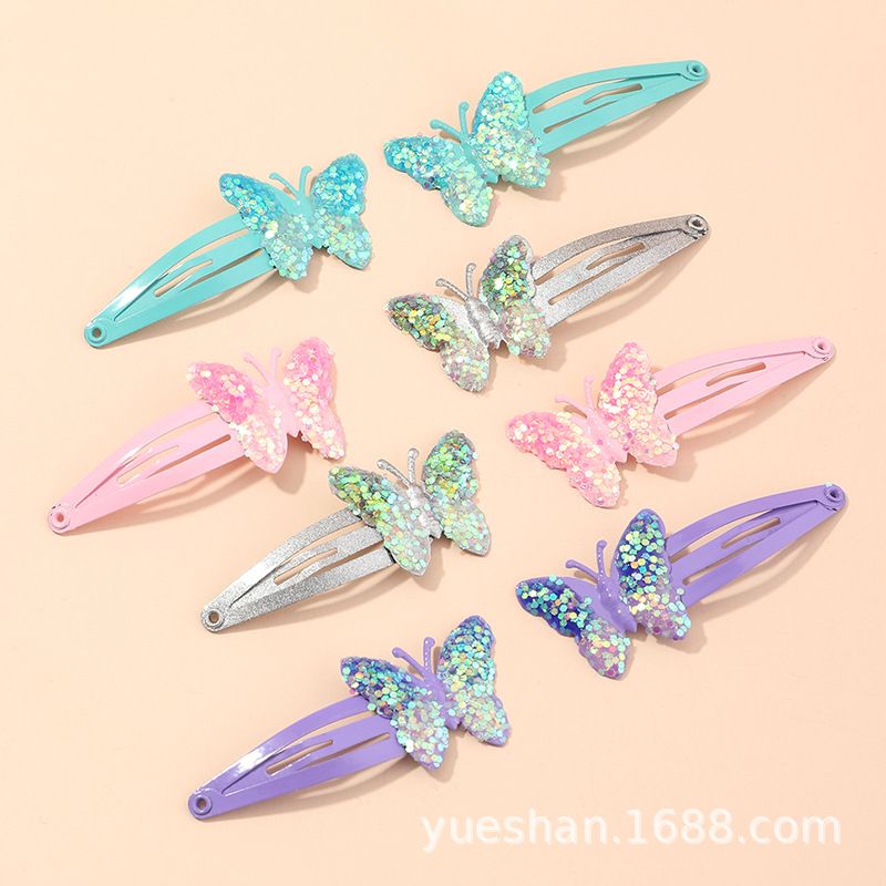 Nuevo coreano con lentejuelas mariposa bb clip nios lindo arco horquilla tocado al por mayor