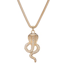 hot-selling exaggerated metal long alloy simple diamond snake necklace