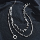 Korean smiley face doublelayer titanium steel clavicle chain hip hop vibrato necklacepicture10
