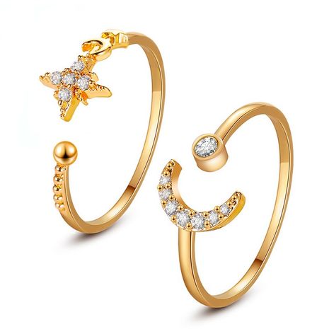 hot selling simple star moon ring classic opening adjustable finger ring wholesale nihaojewelry NHDP244370's discount tags