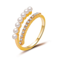 Baroque pearl ring simple literary design sense opening ring wholesale nihaojewelry