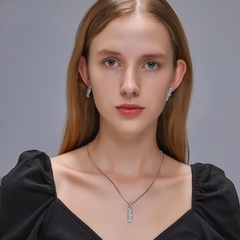 new geometric crystal diamond-set simple fashion zircon earrings necklace set