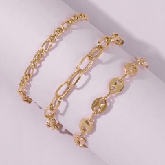 hot-selling jewelry disc chain type alloy bracelet hollow 3-piece set wholesale