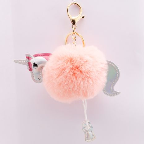 Fashion golden unicorn keychain cartoon pony fur ball bag car pendant wholesale's discount tags