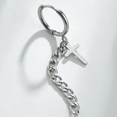 Pendientes de cruz coreana cadena pendiente de acero de titanio pendientes de borla con hebilla de oreja individual