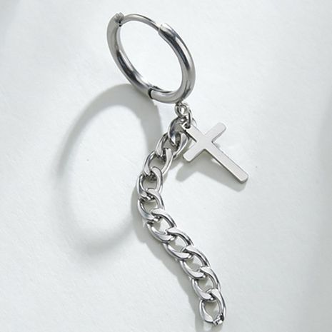 Korean cross earrings chain titanium steel earring ear buckle tassel earrings single's discount tags