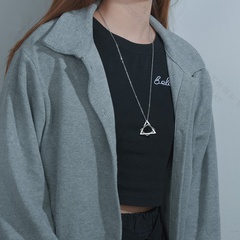 New hot sale Korea niche geometric three-dimensional triangle square necklace
