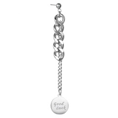 Korean round  chain english letter tassel tide titanium steel earrings