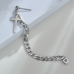 Korean cross chain round fashion tassel titanium steel earrings for women wholesale