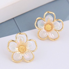 925 Silver Needle  Korean Fashion Sweet Petal alloy Stud Earrings