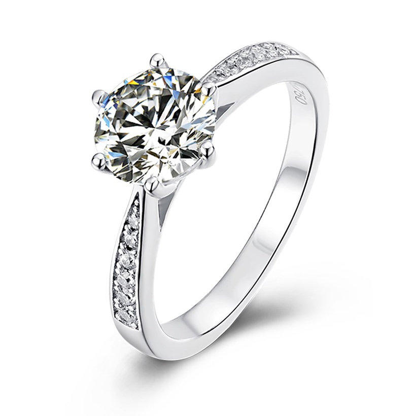 S925 Silver Platinum Plated Diamond 1 Carat Class D Ring NHKL245496