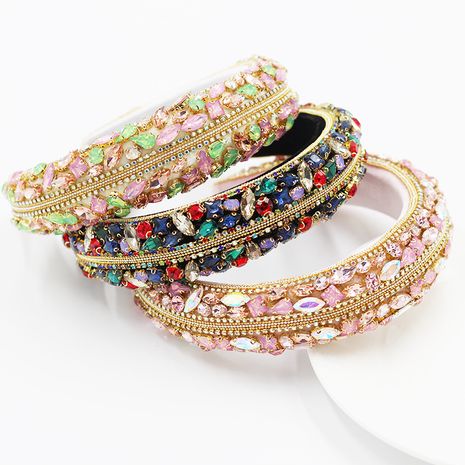 New Baroque full diamond sponge headband ladies colorful rhinestone headband  wholesale's discount tags