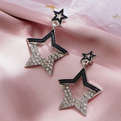 Korean  rhinestone five-pointed star hollow exaggerated simple French earrings