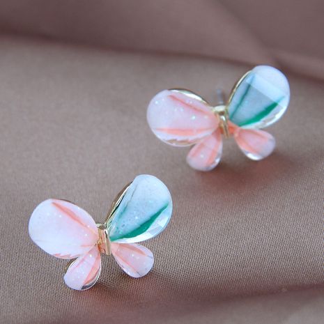 Pendientes de botón de mariposa de aleación colorida dulce de moda coreana de aguja de plata 925's discount tags