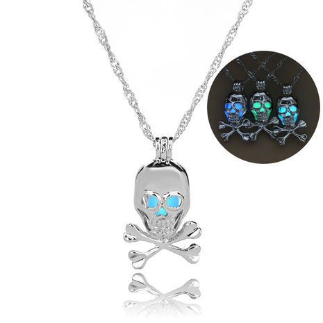 hot-selling luminous openable skull pendant Halloween luminous necklace wholesale nihaojewelry NHAN245531's discount tags