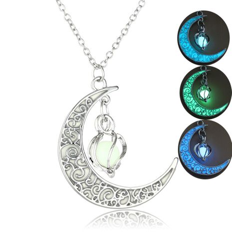 Hot Selling Hollow Spiral Moon Luminous Pendant Cyclone Luminous Bead Necklace wholesale nihaojewelry's discount tags