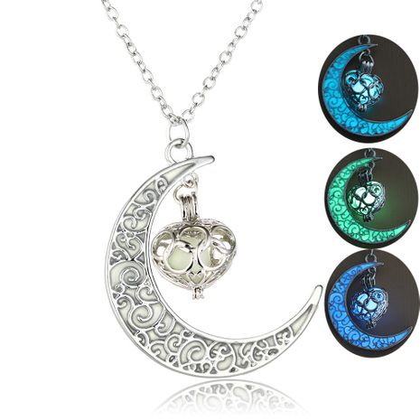 Fashion hot sale moon represents my heart luminous necklace heart pendant wholesale nihaojewelry's discount tags