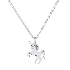 cute little unicorn electroplating gold silver animal horse women's alloy necklace clavicle chain
