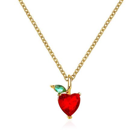 new simple student fruit apple clavicle chain necklace for women's discount tags