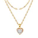 new doublelayer inlaid crystal love heart pendant necklace for ladies wildpicture8