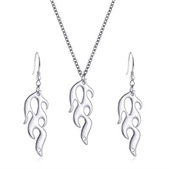 new hip-hop flame-shaped alloy pendant necklace earrings for women jewelry set