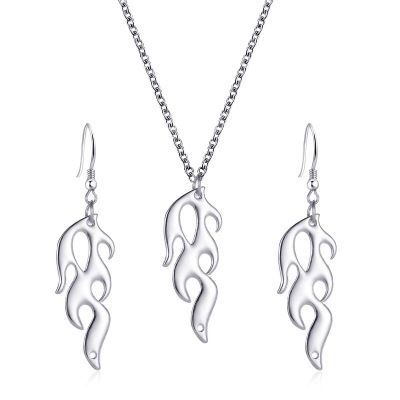 new hip-hop flame-shaped alloy pendant necklace earrings for women jewelry set's discount tags
