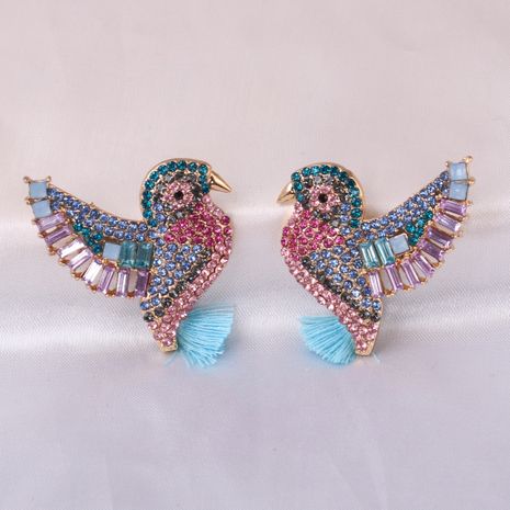 Fashion full diamond peak bird tassel retro animal women's alloy earrings's discount tags
